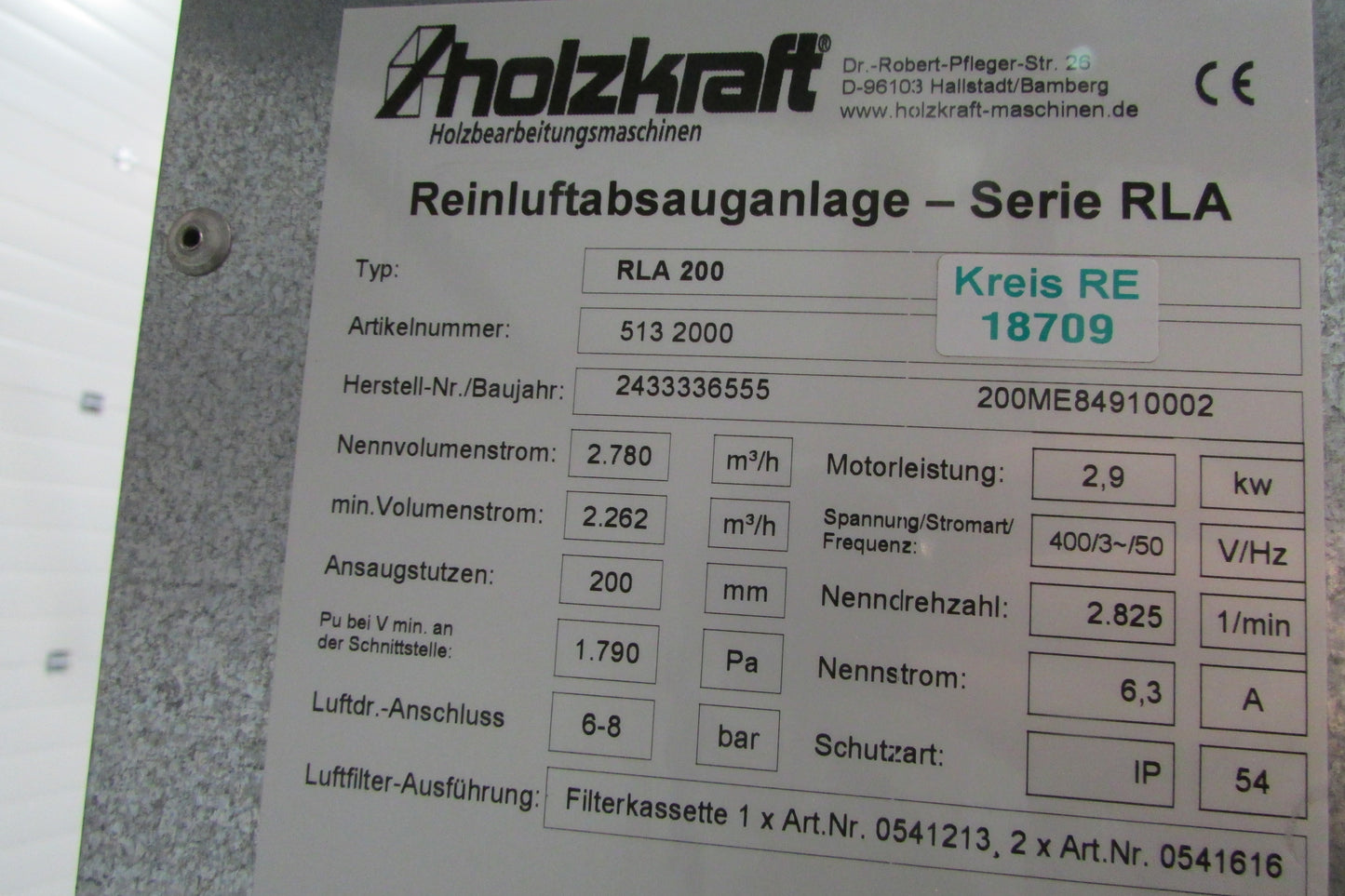Holzkraft RLA200 ME Reinluftentstauber - gebraucht