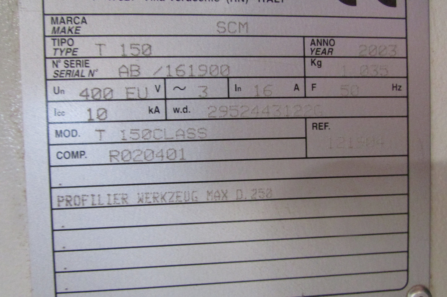 SCM T 150 Class mit seitlichem Schiebeschlitten