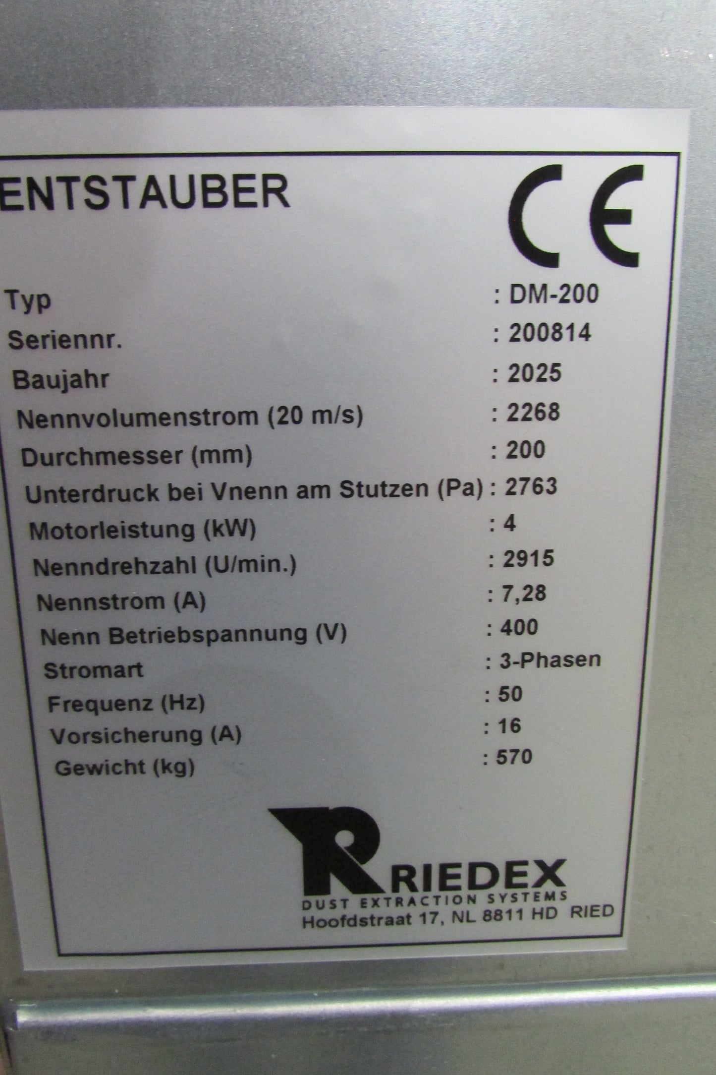 RIEDEX Mobilentstauber DM-200 mit motorischer Abrüttlung