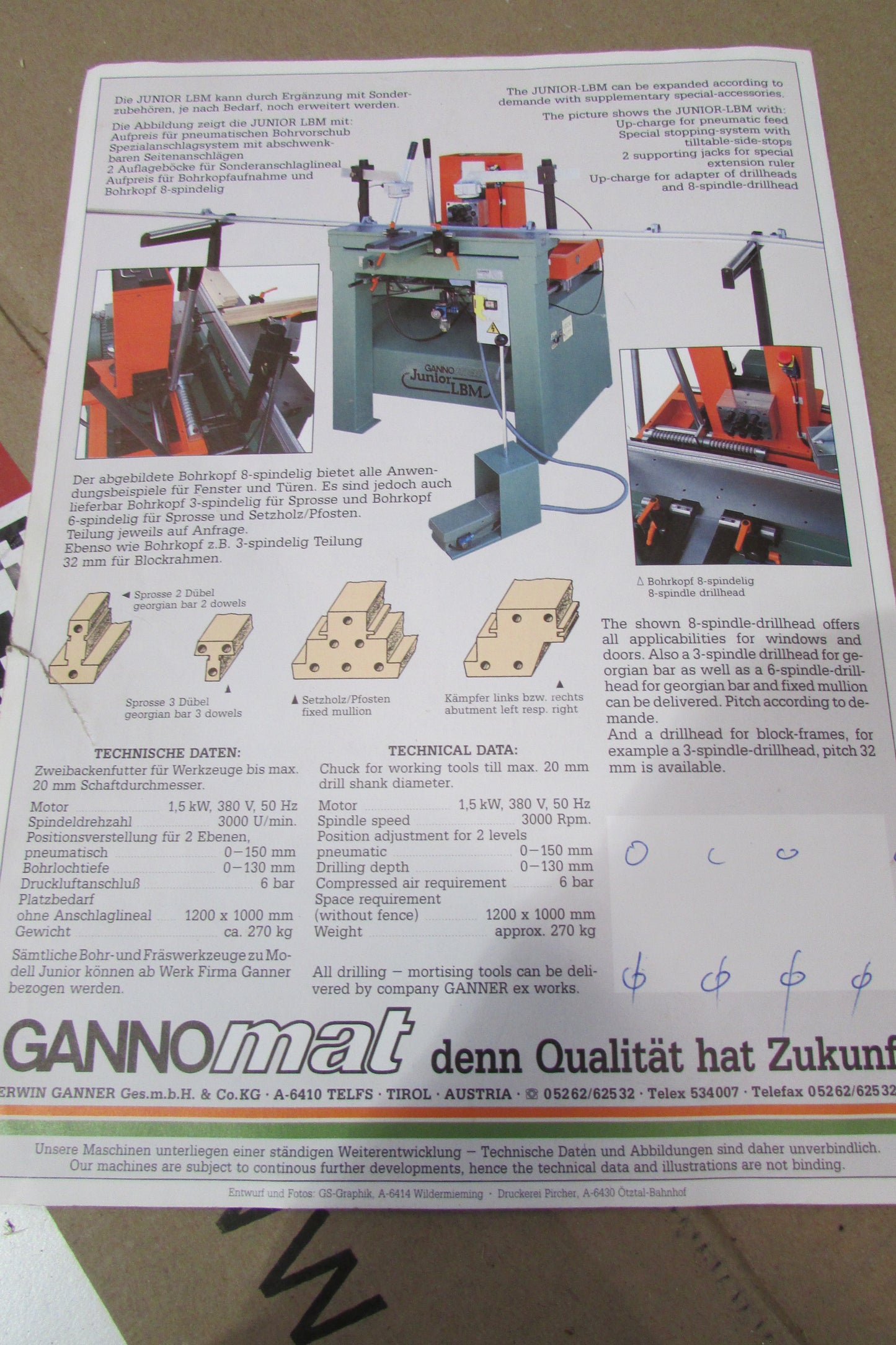 Ganner Langlochbohrmaschine LBM JUNIOR - gebraucht