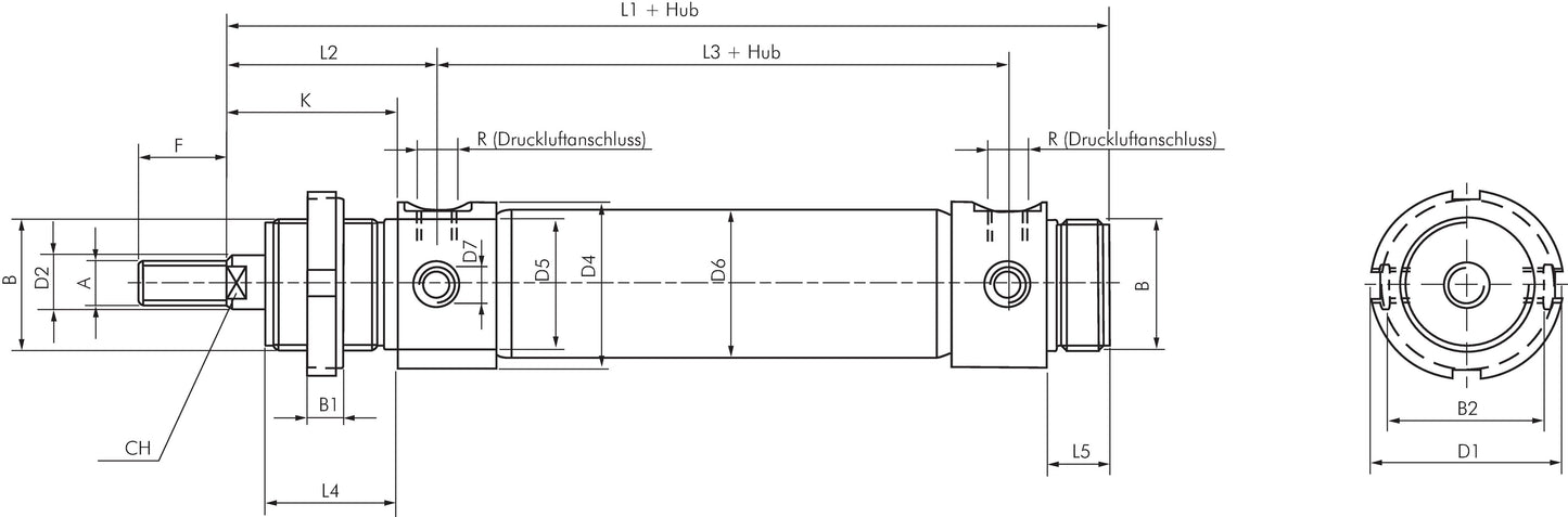Airtec Druckzylinder für Hebrock Euro 2000 Kappsägeaggregat 125-32