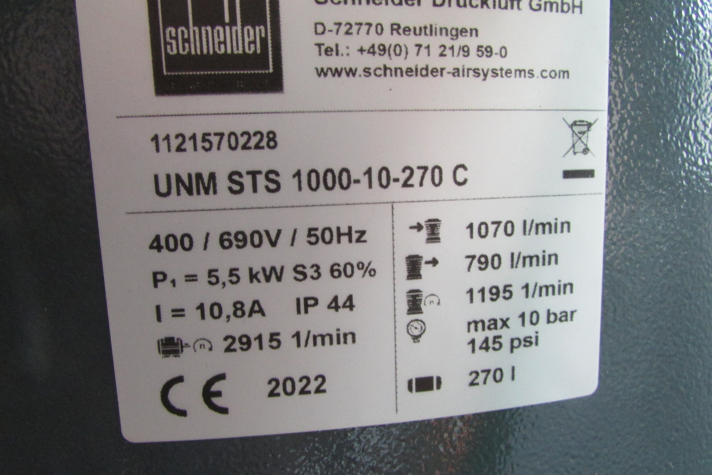 Schneider Airsystems UNM STS 1000-10-270 C