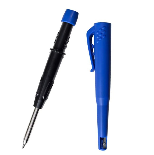 OLDACH-MASCHINEN Tieflochmarker schwarz, mit Spitzer & Halteclip & Graphitmine 2,8mm